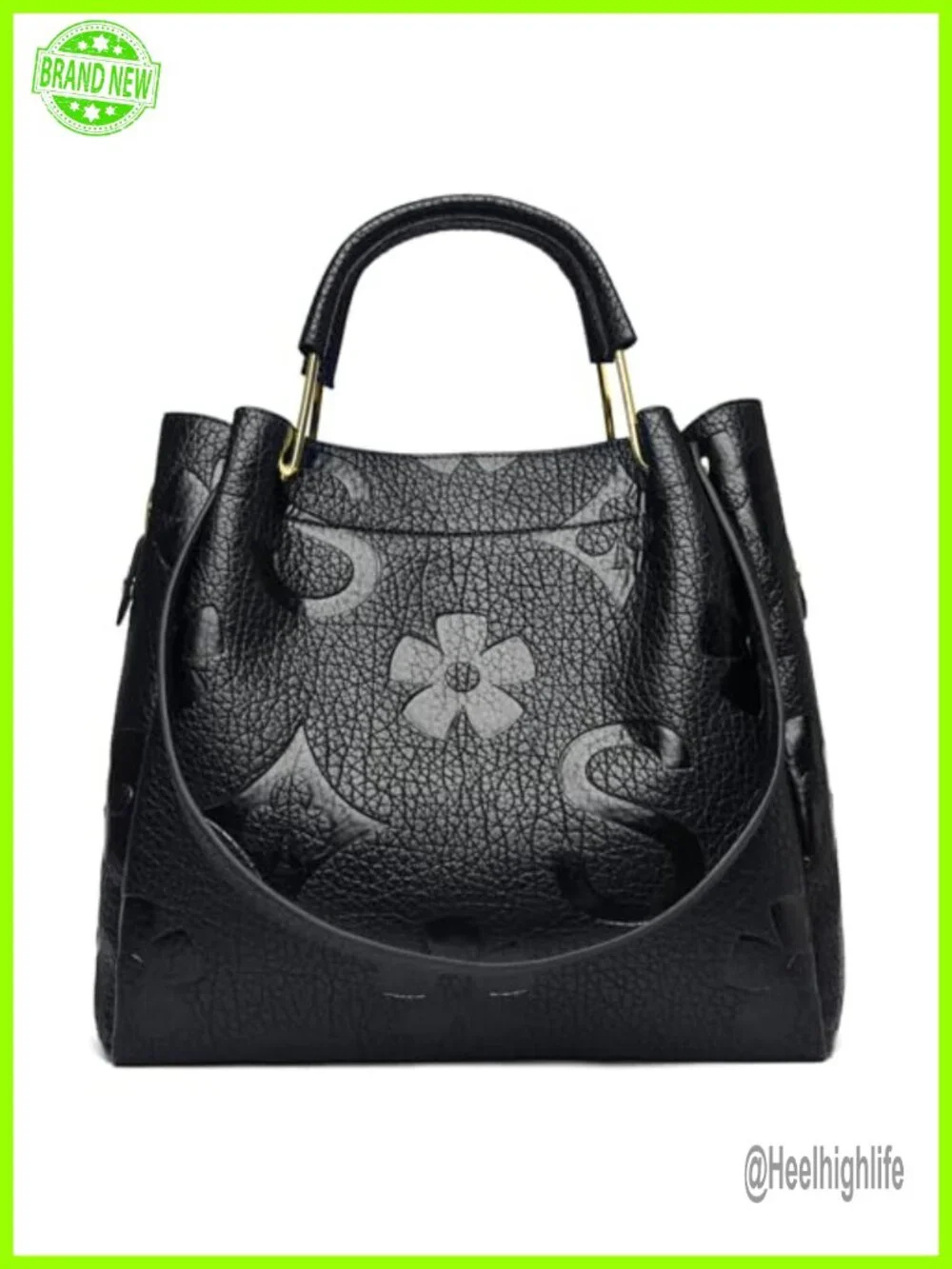 Floral Embossed Vegan Leather Top Handle Handbag Set Large Shoulder Tote